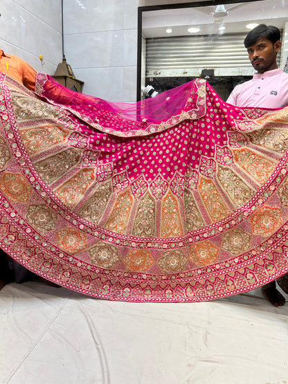Dark pink handwork bridal Lehenga