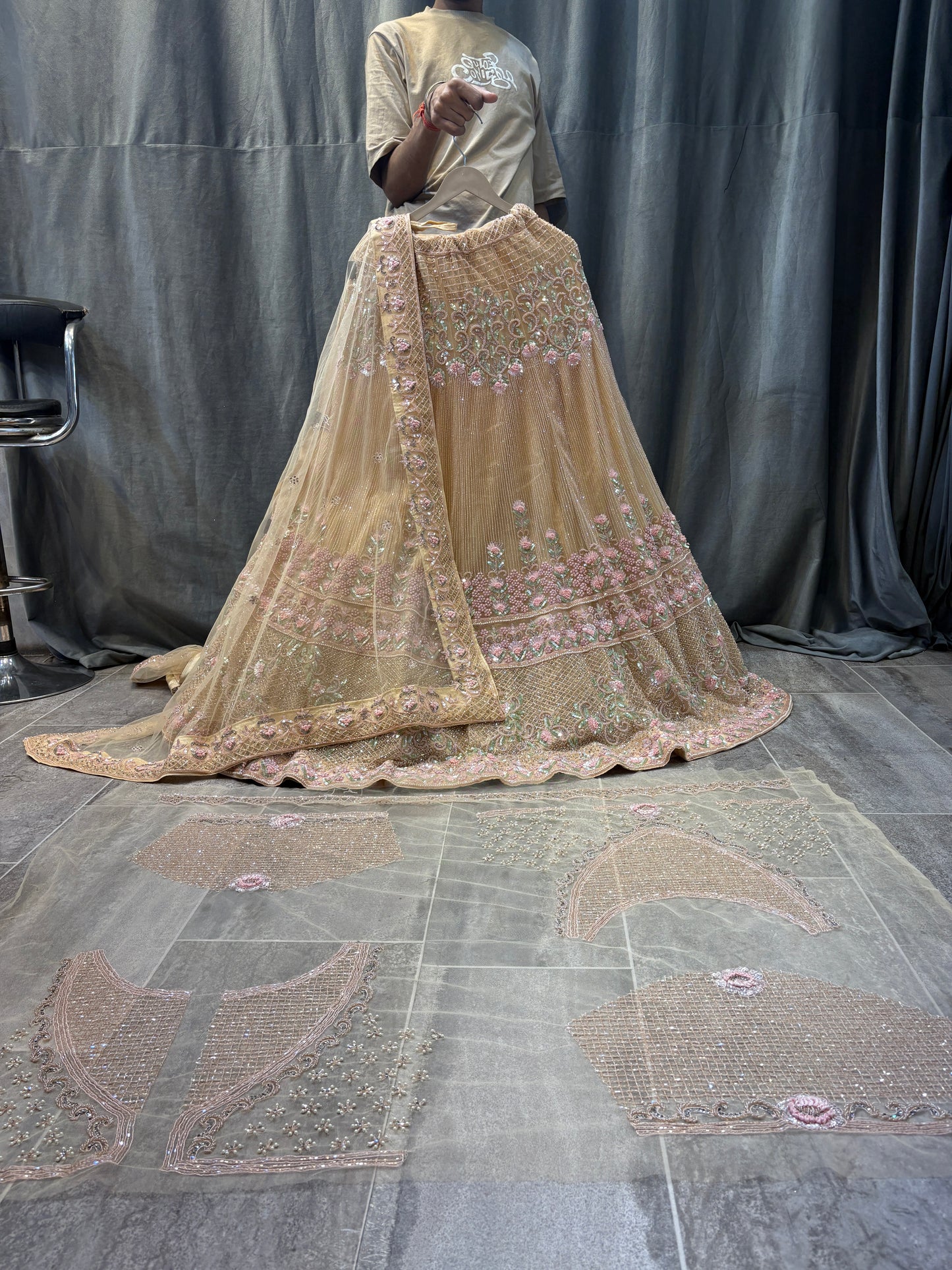Charming peach crop top Lehenga