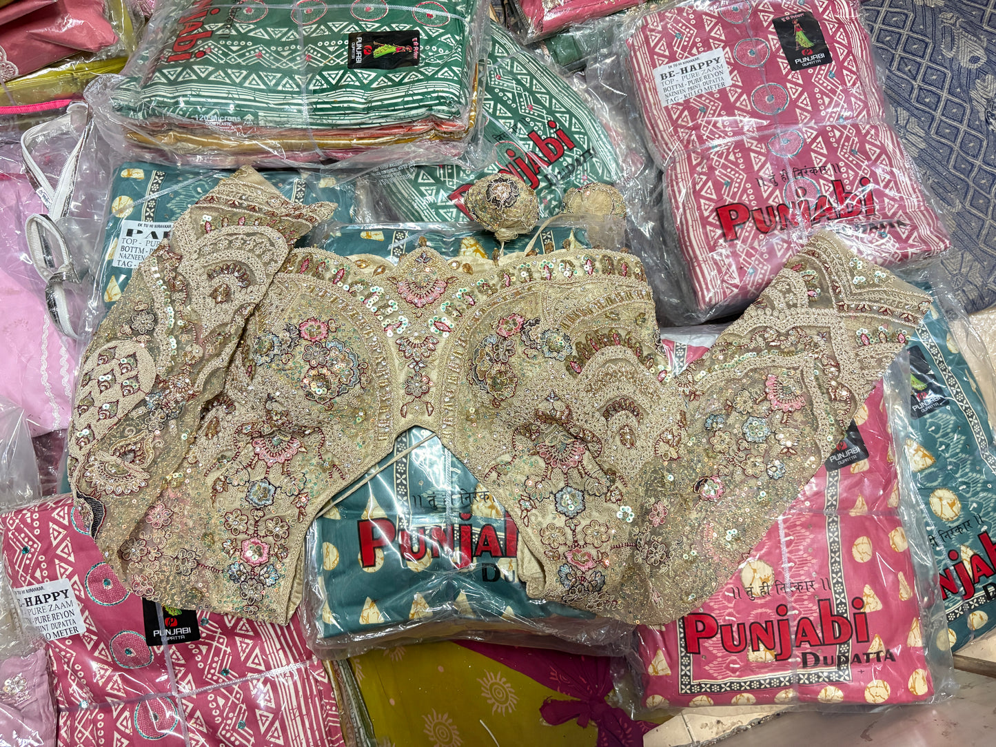 Designer golden peacock crop top Lehenga