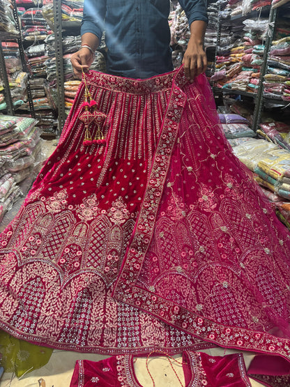 Tremendous red rani pink bridal Lehenga