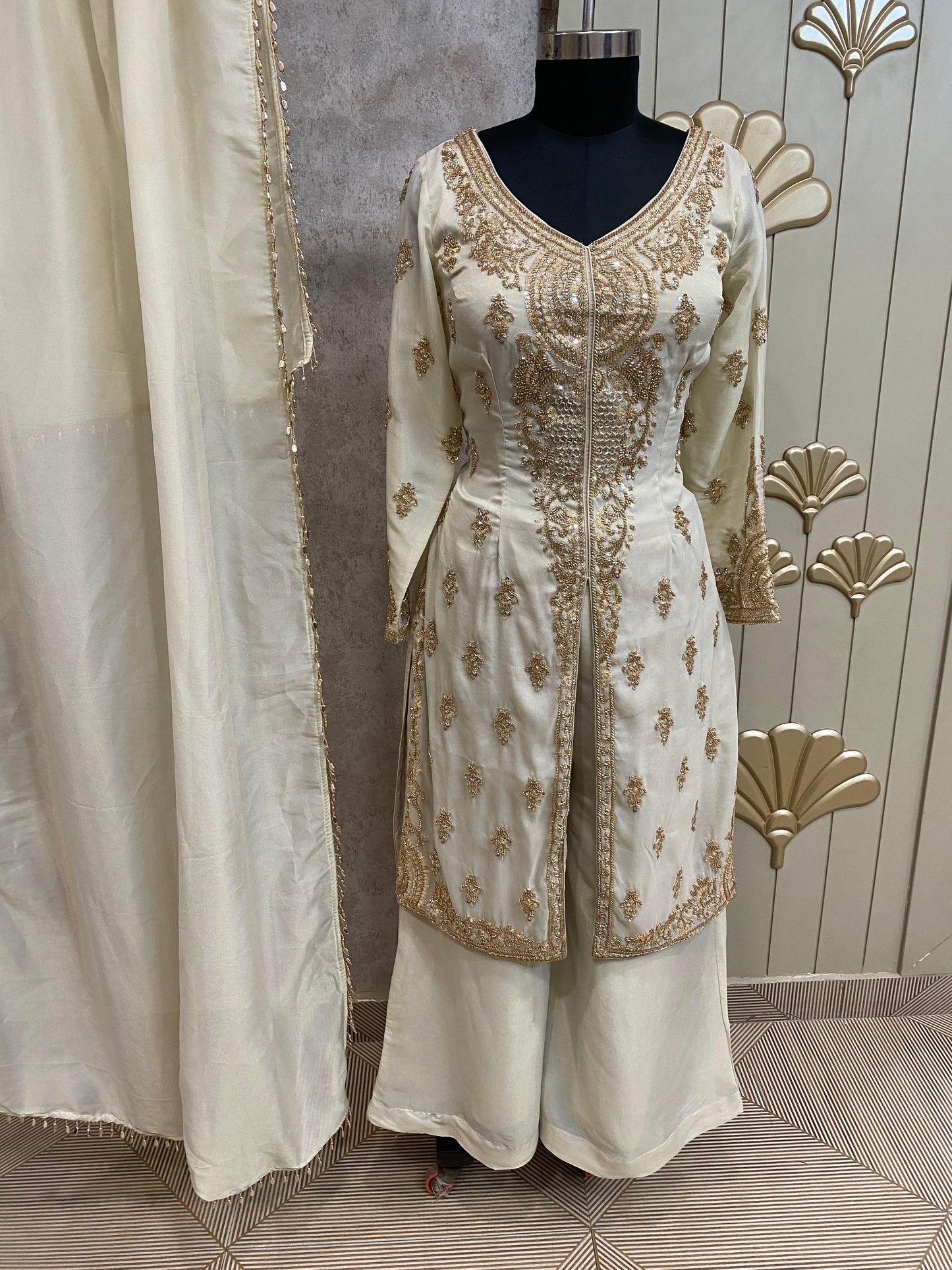 Purple Long Sharara Suit Dress Material