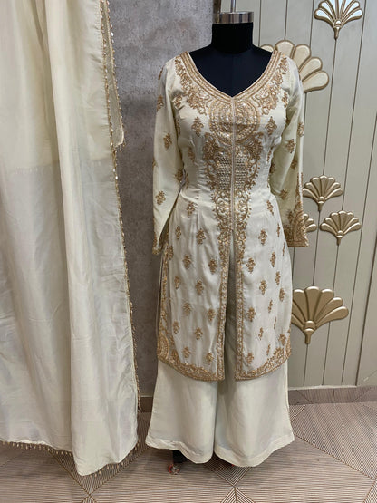 Purple Long Sharara Suit Dress Material