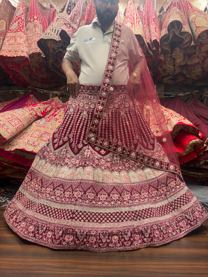 Trendy red Jhumka bridal Lehenga