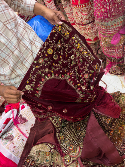 Dark Maroon bridal Lehenga
