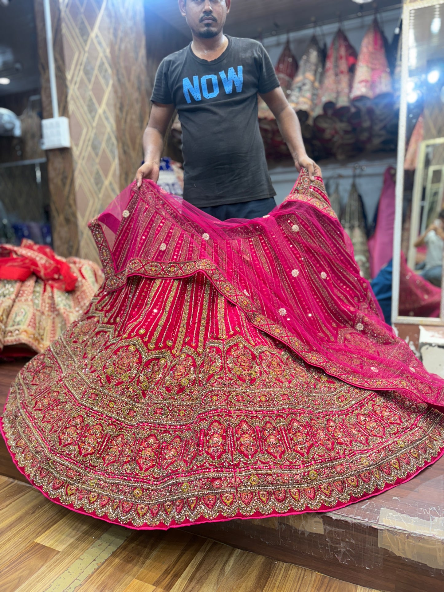 Stunning rani pink jhumka bridal Lehenga