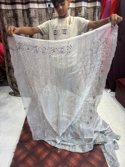 Gorgeous silver grey bridal Lehenga