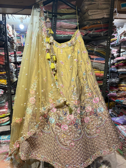 Eye catching yellow haldi mehendi Lehenga