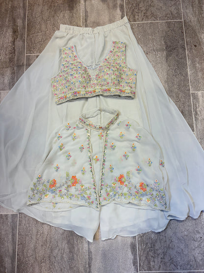 Pleasing white crop top Lehenga