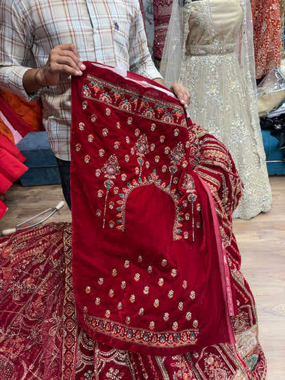 Maroon Gajraj Ball Bridal Lehenga