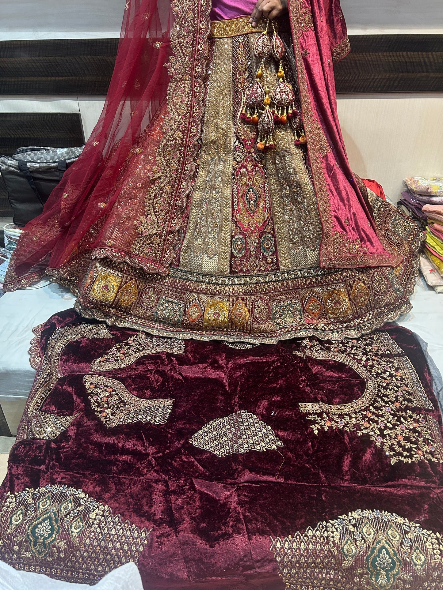 Beautiful maroon heavy bridal Lehenga