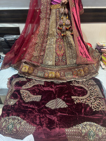 Beautiful maroon heavy bridal Lehenga