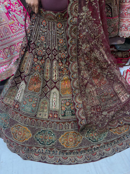 Royal maroon bridal Lehenga happy customer