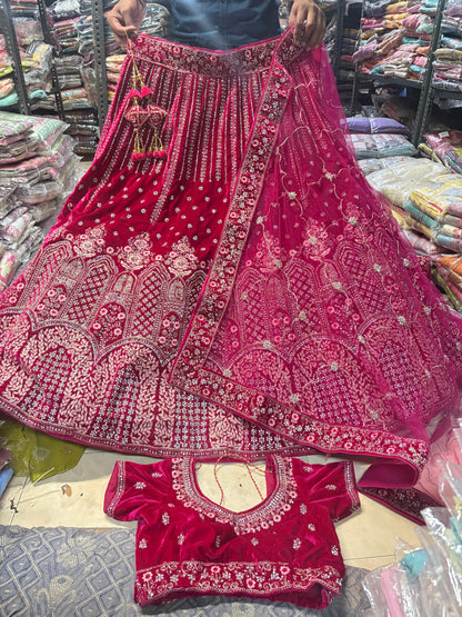 Tremendous red rani pink bridal Lehenga