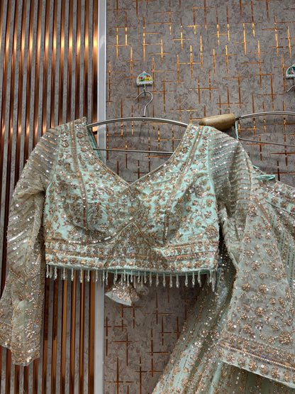 Mustard On Musatrd Monotone Crop Top Lehenga