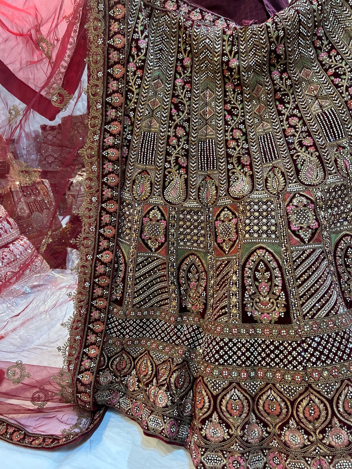 Glamorous maroon bridal Lehenga