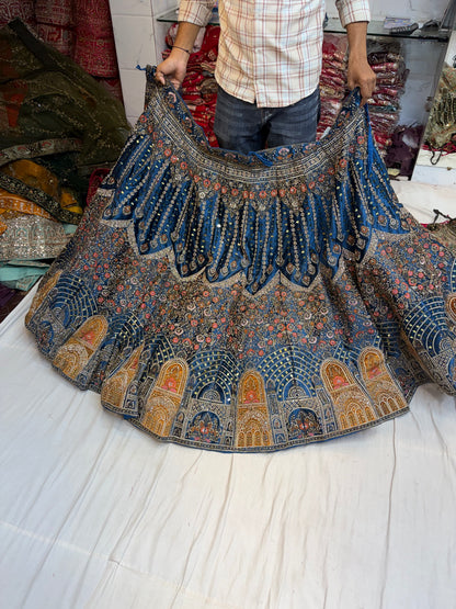 Heavy Jhumka Blue Lehenga