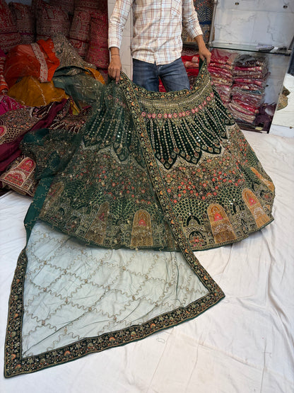 Heavy Jhumka Blue Lehenga