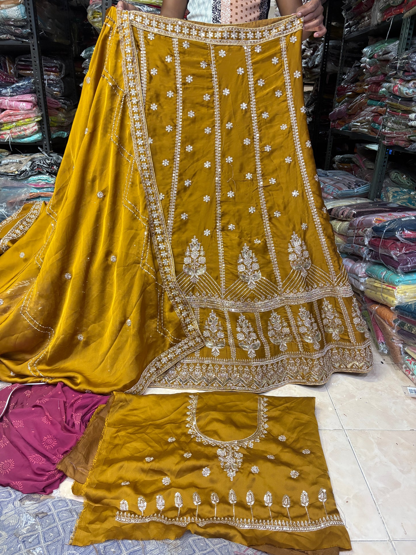 Glamorous yellow Haldi Mehendi Lehenga