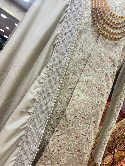 Pretty bridal peacock Lehenga sherwani combo