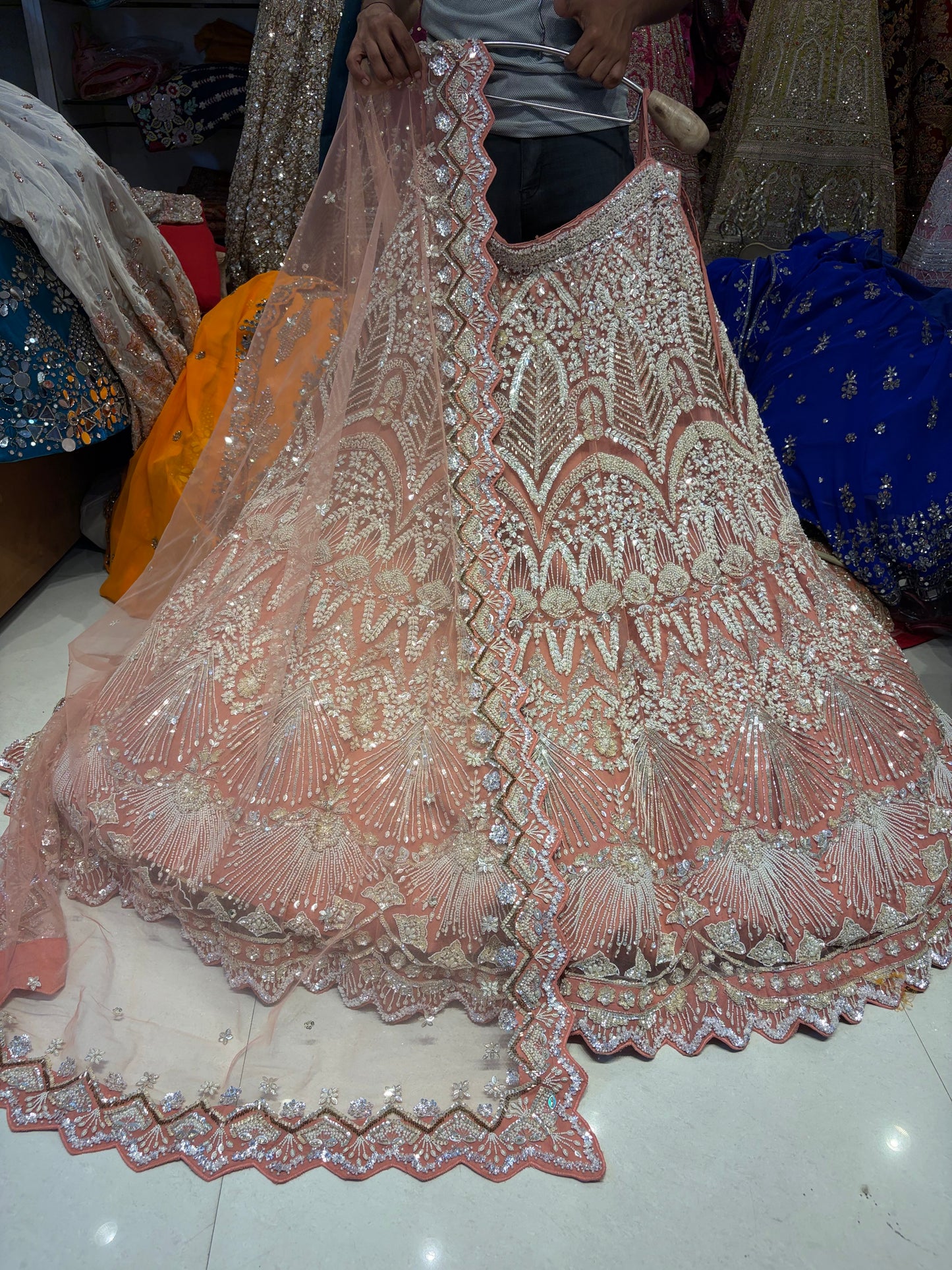 हस्तकला शिशु गुलाबी पेस्टल लहंगा