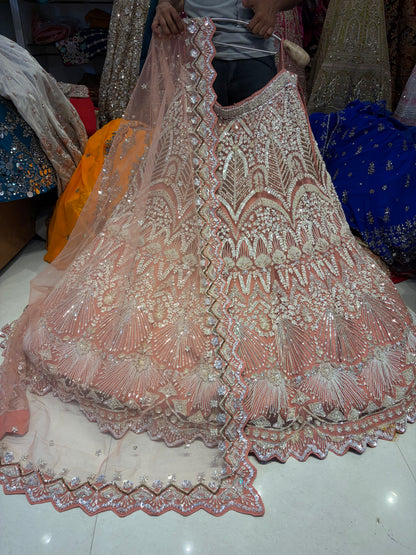 हस्तकला शिशु गुलाबी पेस्टल लहंगा