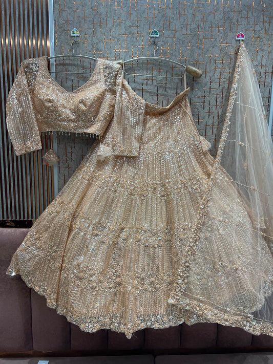 Exclusive Golden Crop Top Lehenga