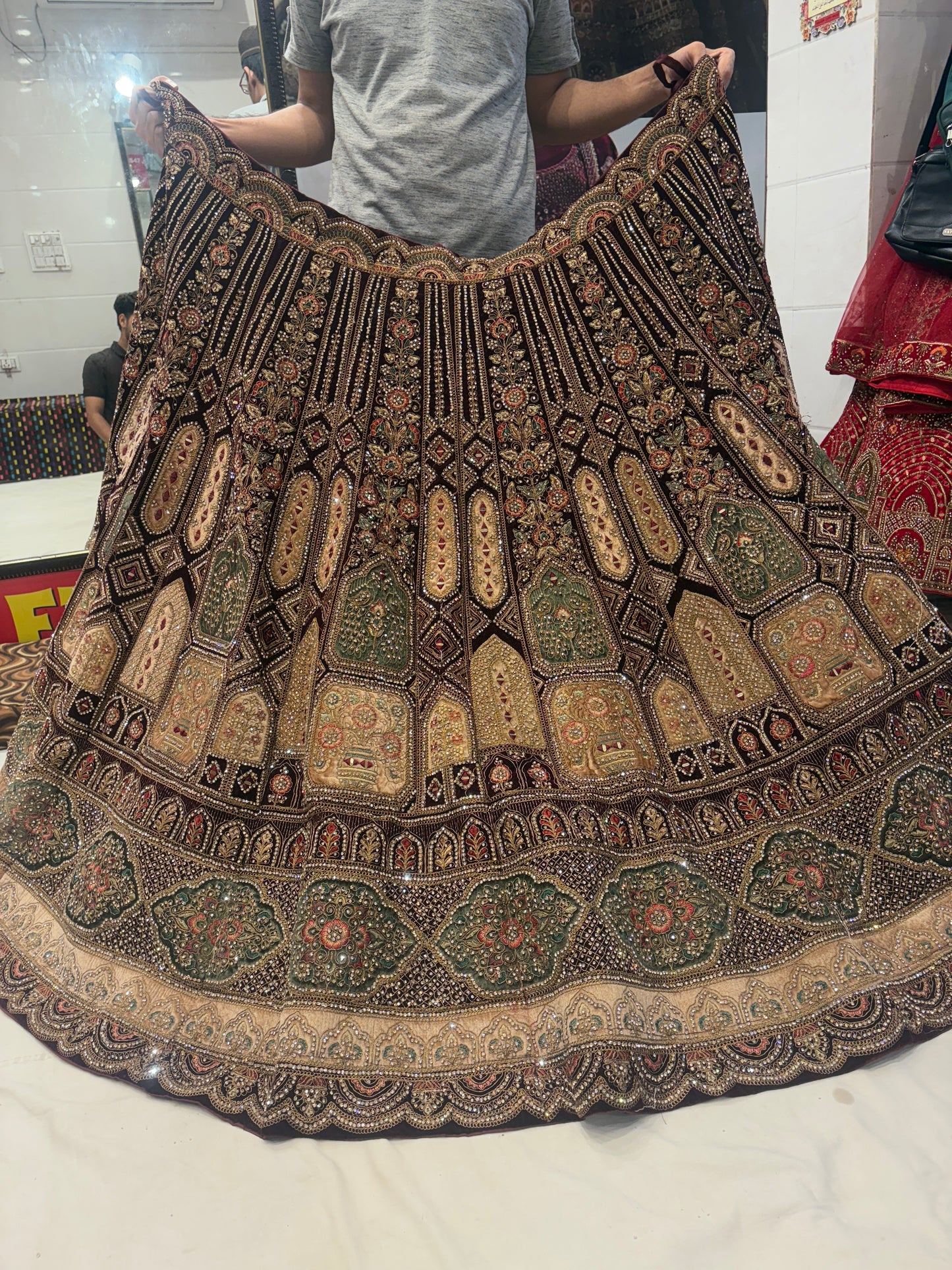 Royal maroon bridal Lehenga happy customer