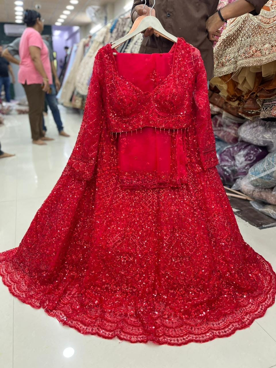 Red Crop Top Lehenga