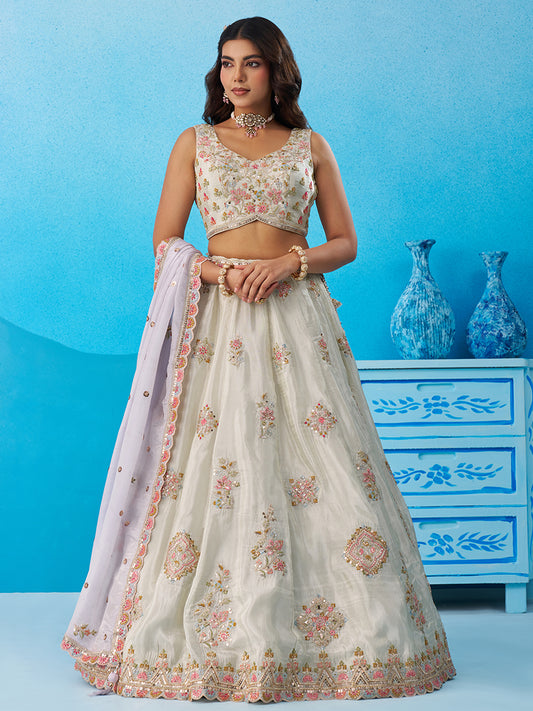 Limegreen- Tissue Sequinned & Zari Embroidered Lehenga 6132