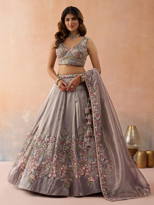 Lavender- Tissue Sequinned with Zarkan Embroidered Lehenga 6298