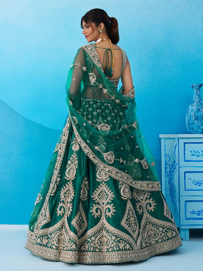Green- Silk Beads & Sequins Embroidered Lehenga 6227