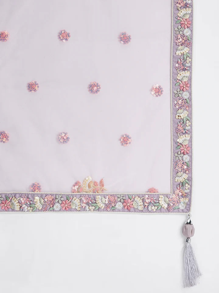 Bright Sequin, Golden-Sliver Threaded Embroidered Georgette sea green white girlish Lehenga