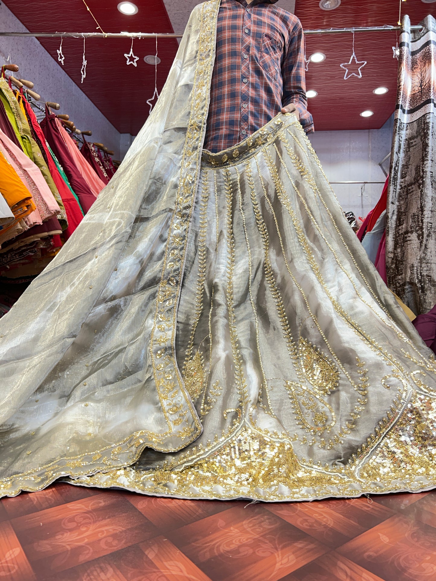 Gorgeous light golden handmade lehenga