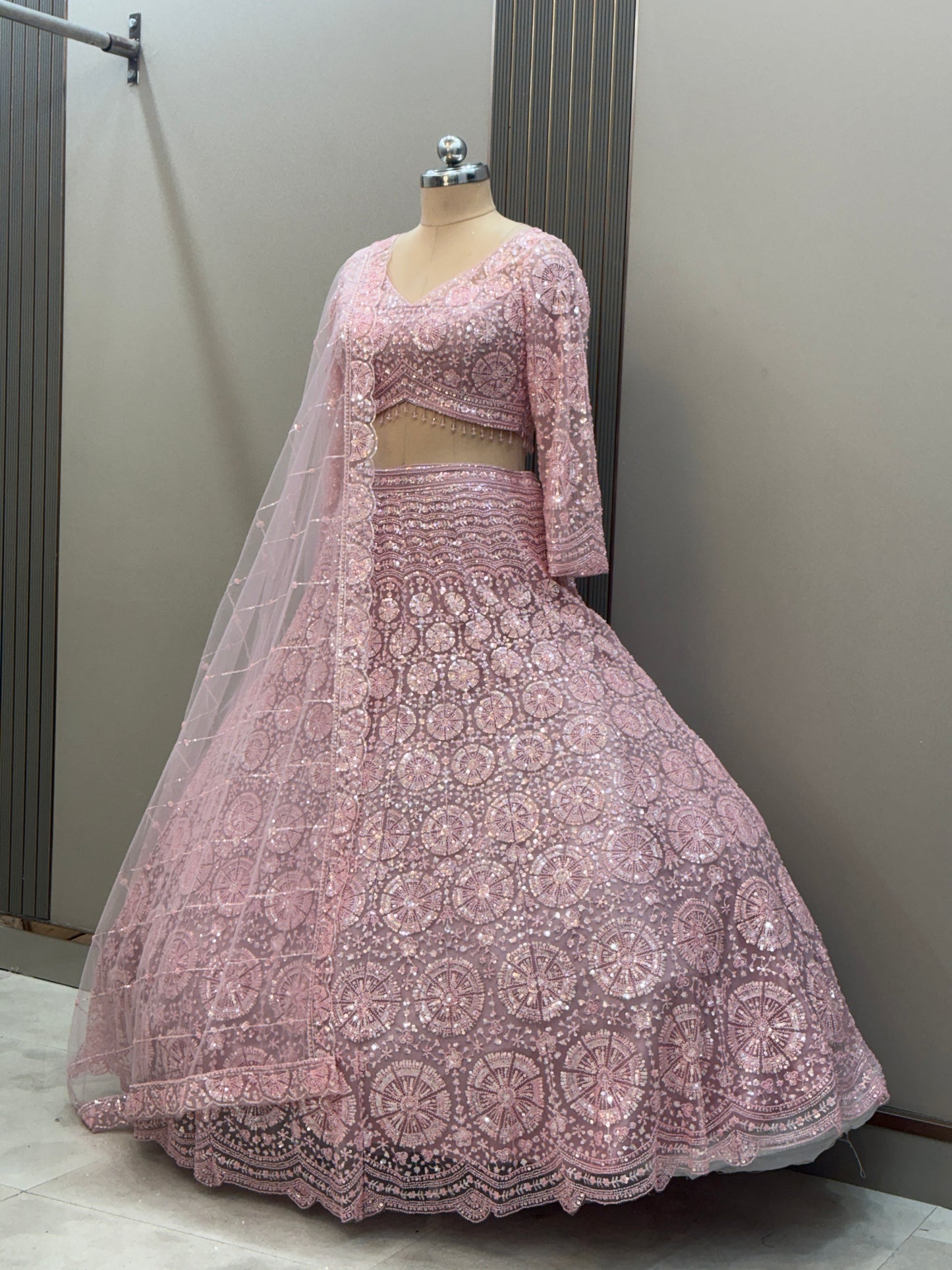 Gorgeous Cherry red on red Monotone Crop top Lehenga