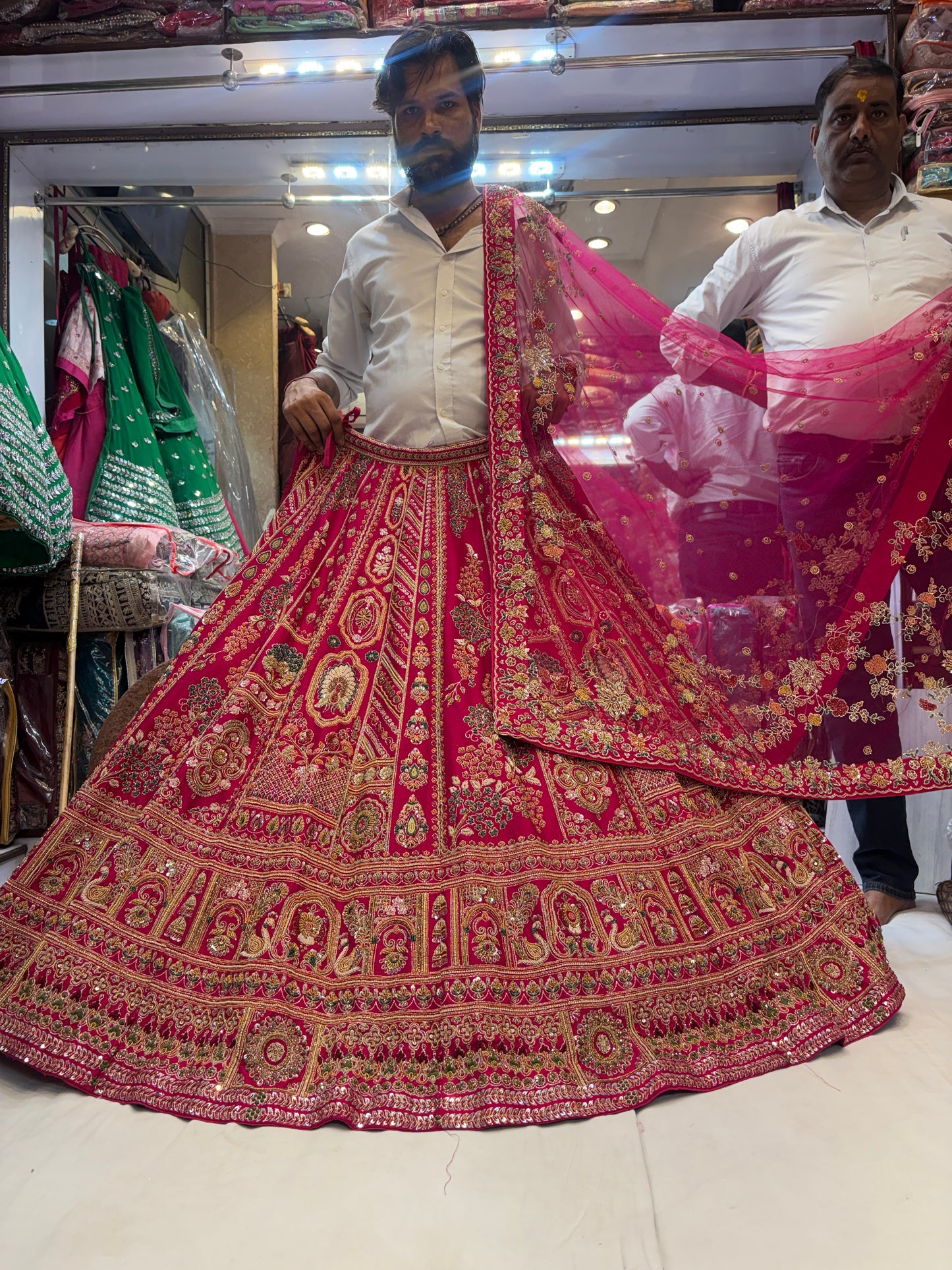 Glamorous handwork peacock rani pink Lehenga