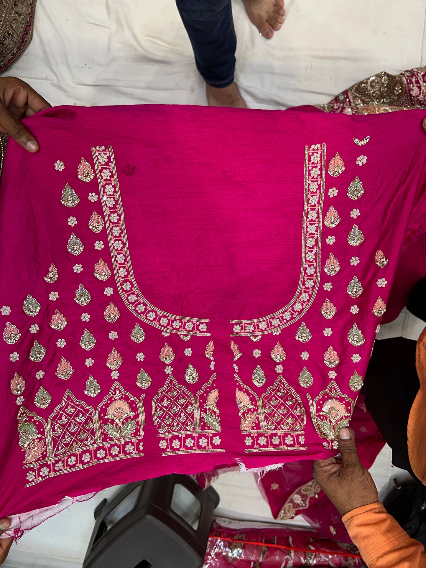 Dark pink handwork bridal Lehenga