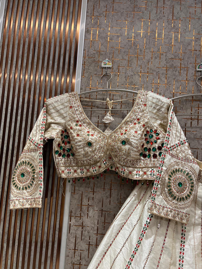 White crop top Lehenga