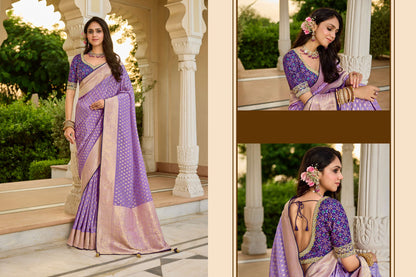 Lavender Viscose Saree with bead work 6099
