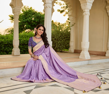 Lavender Viscose Saree with bead work 6099