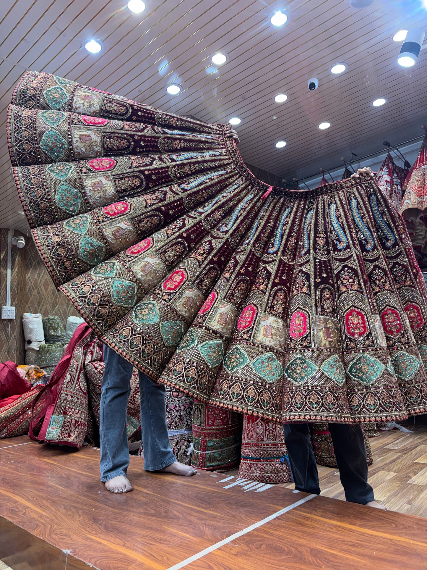 Maroon Peacock Ball Bridal Lehenga