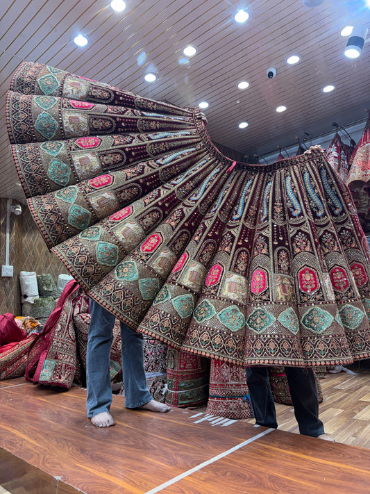 Maroon Peacock Ball Bridal Lehenga