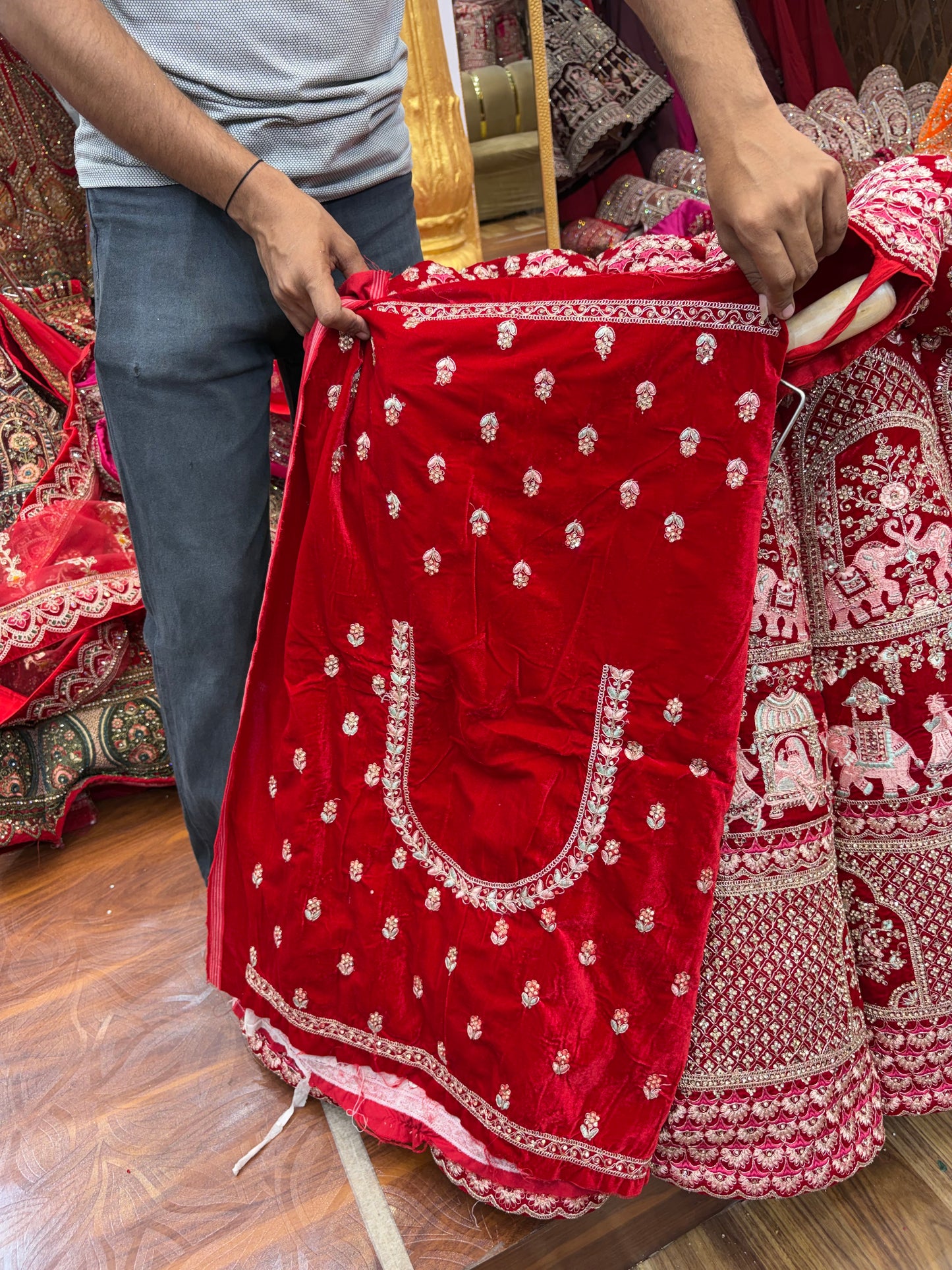 Red Doli Barat Ball Bridal Lehenga