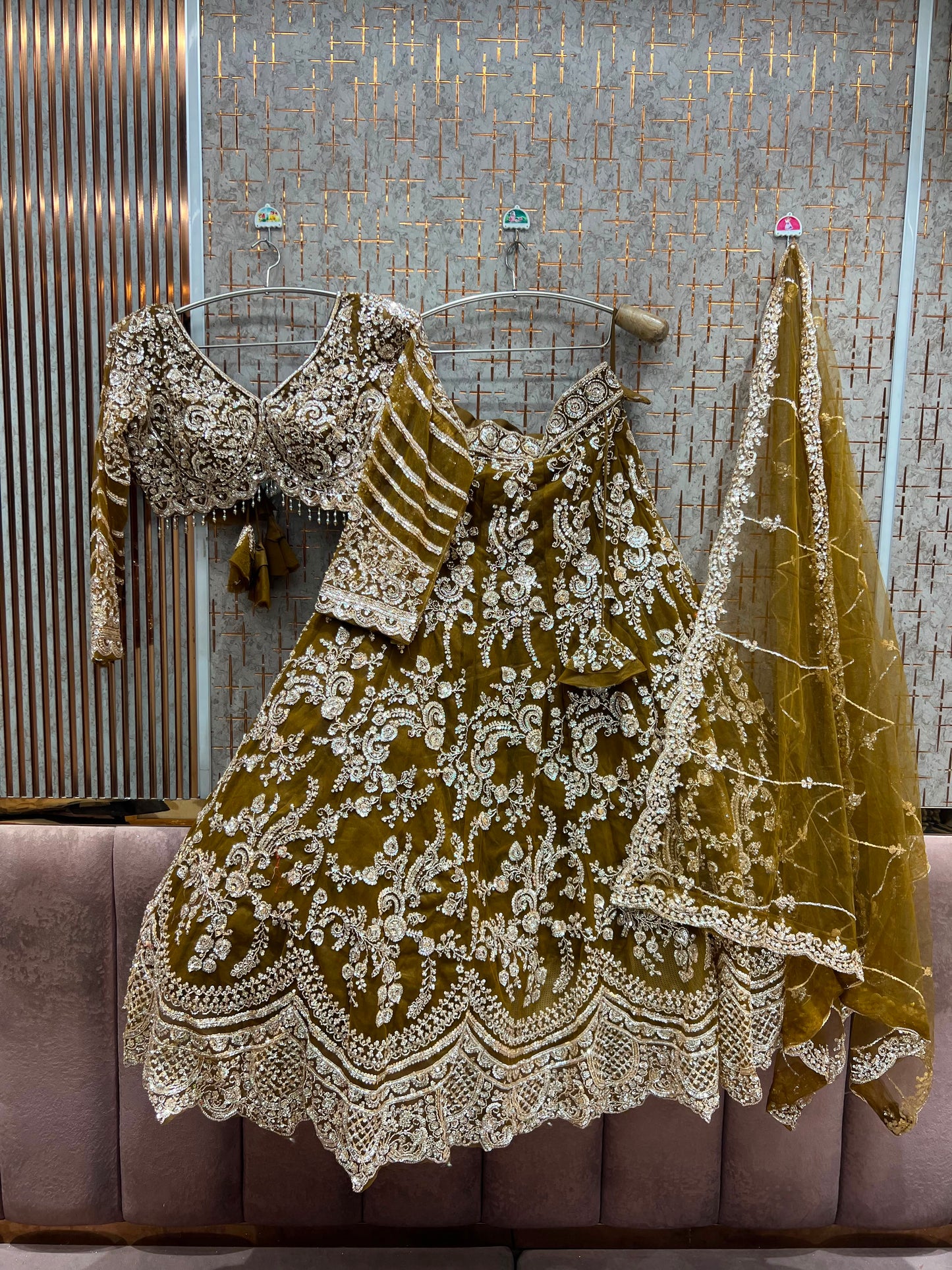 Mustard Crop Top Lehenga