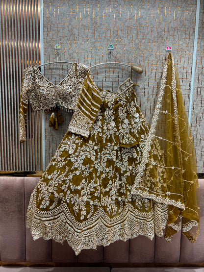 Mustard Crop Top Lehenga