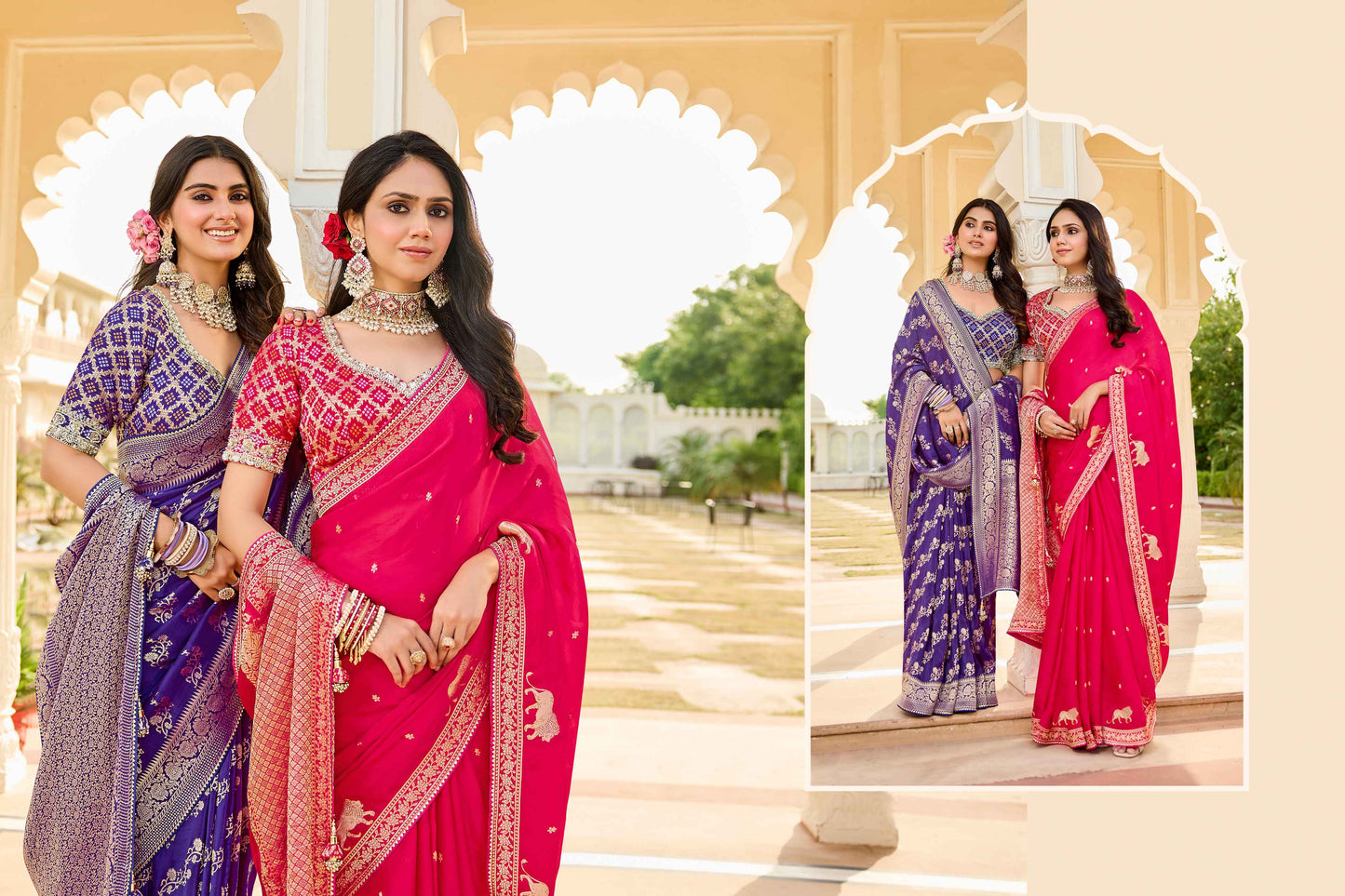 Purple Viscose Saree with bead work 6100