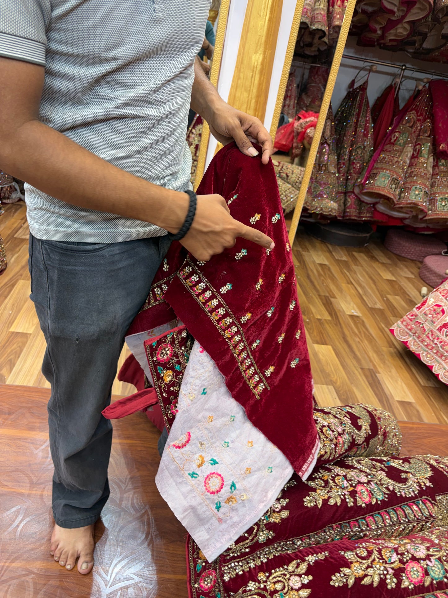 Maroon peacock Ball Bridal Lehenga