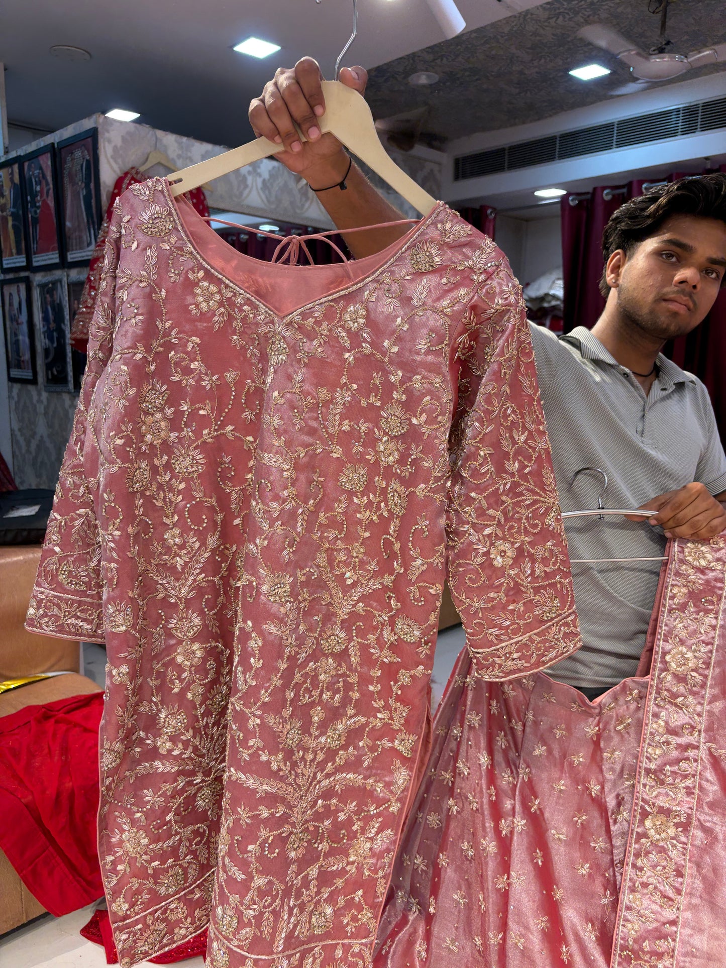 Pink peplum long Dress Farshi Gaharara Dress Special