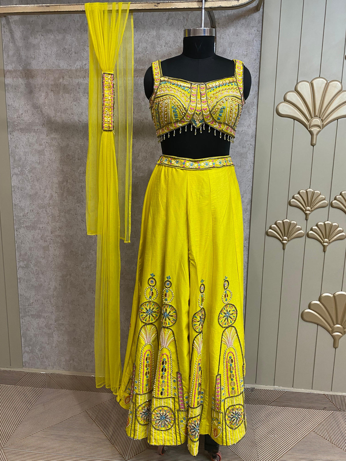 Blue Long Sharara Suit Dress Material