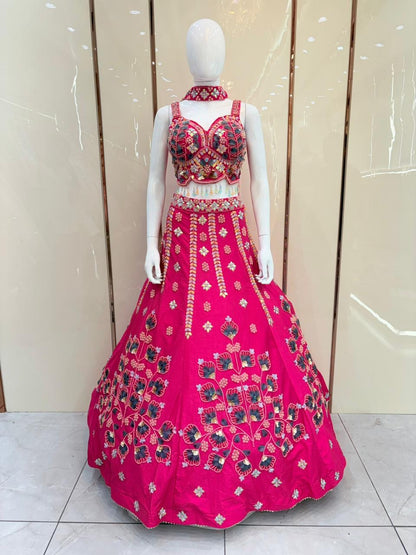 White blue crop top Lehenga