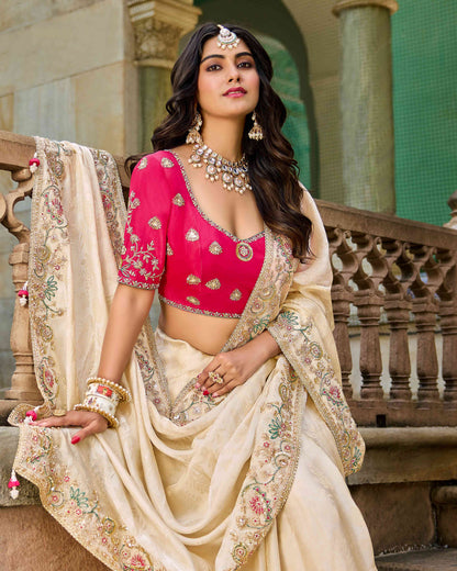 Beige Golden Viscose Saree with bead work 6181